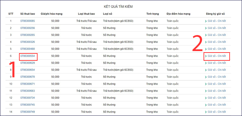 Chọn giữ số - chi tiết