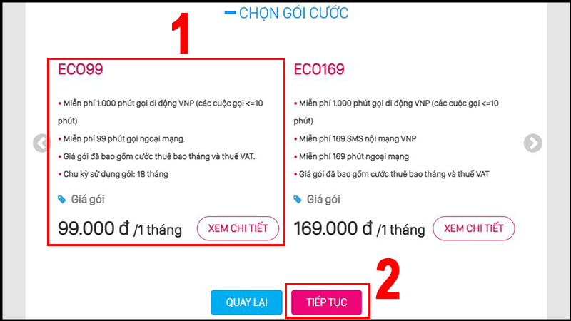 Chọn gói cước phù hợp với nhu cầu sử dụng của bạn