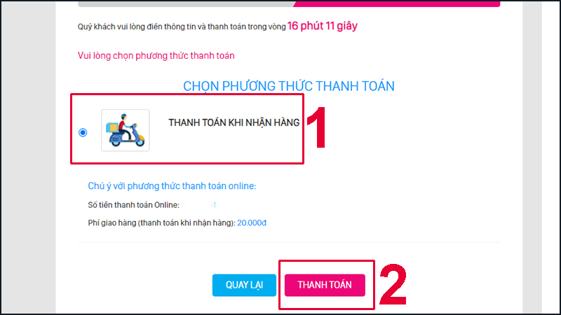Bạn hãy ấn THANH TOÁN để hoàn thành việc mua SIM