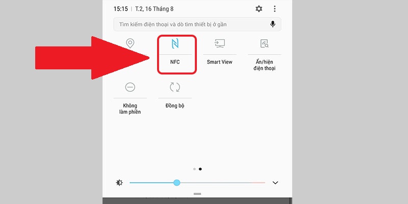 Kiểm tra NFC trên thanh thông báo