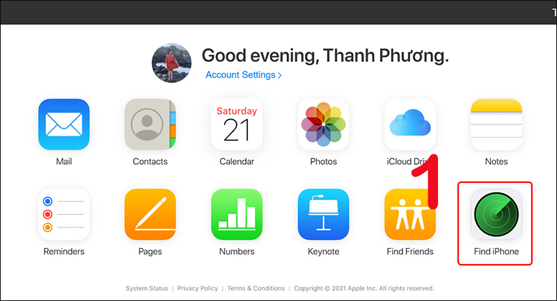 Đăng nhập trang Quản lý iCloud của Apple và chọn Tìm iPhone
