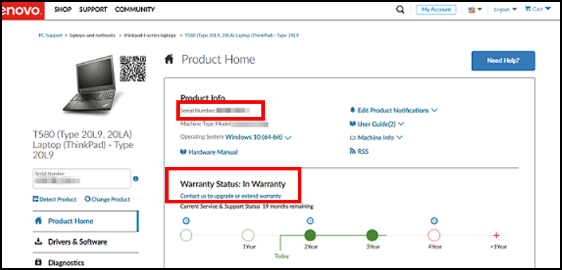 Bạn có thể kiểm tra Serial Number và Warranty Status
