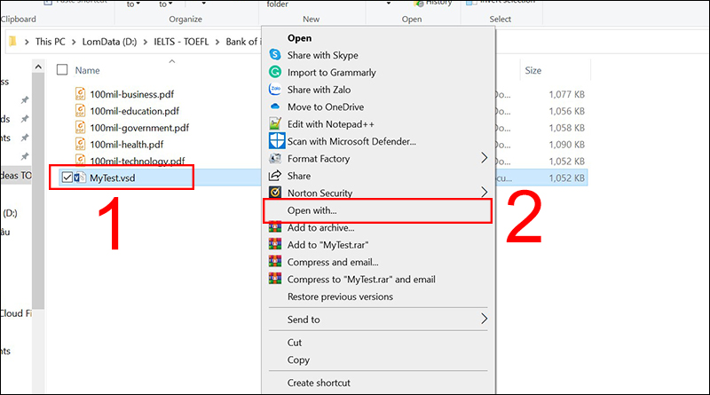 Chọn File VSD