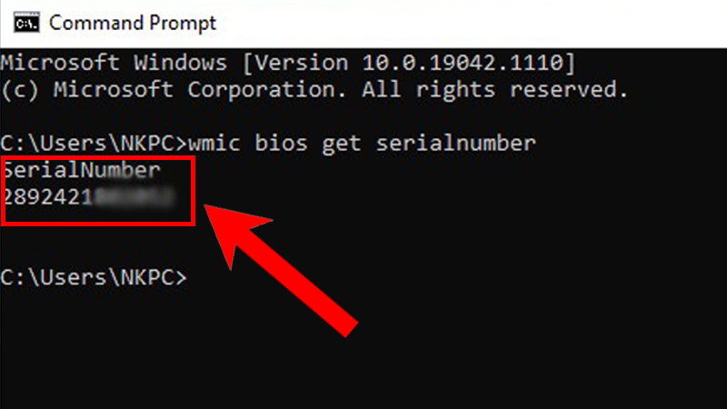 Gõ dòng “wmic bios get serialnumber”