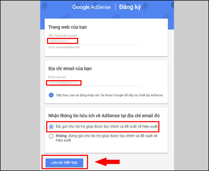 google-adsense-la-gi-cach-dang-ky-dang-nhap-google-adsense4 Nhấn Lưu và tiếp tục