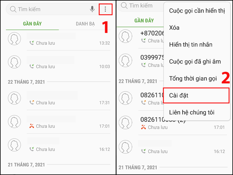 Chọn Cài đặt trong Điện thoại