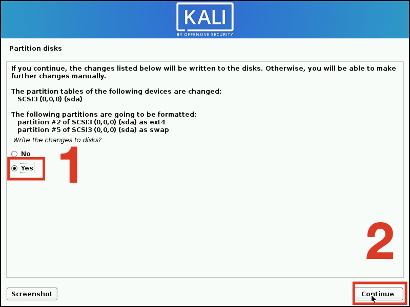huong-dan-cach-cai-kali-linux-tren-may-tinh-chi-tiet-de-1-018-800x600-1 Nhấn Yes ở mục Write the changes to disks?