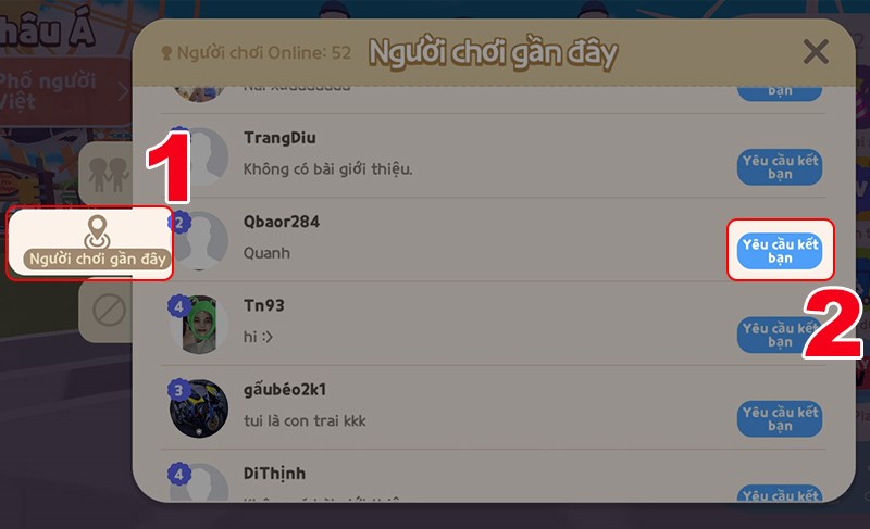 Chọn yêu cầu kết bạn Chọn yêu cầu kết bạn