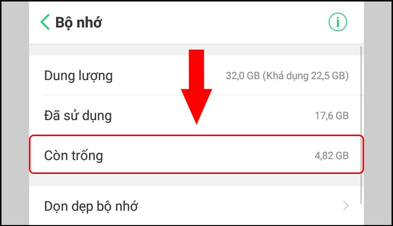 Kiểm tra dung lượng điện thoại