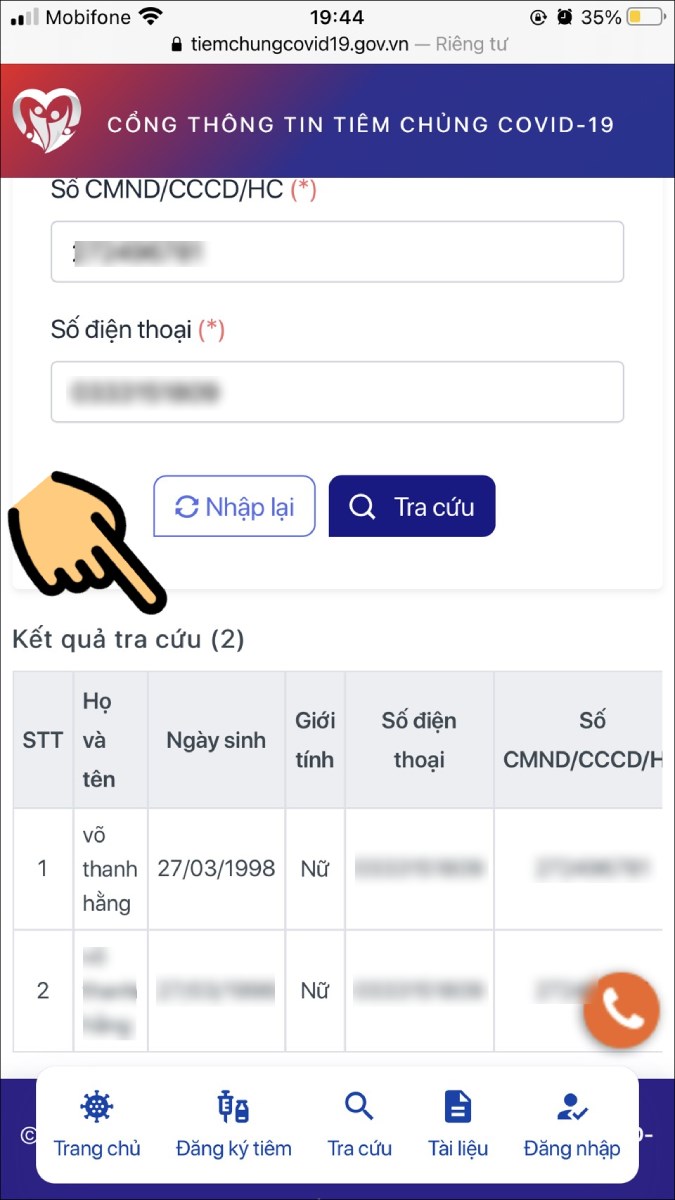 Xem kết quả tra cứu lịch đăng ký tiêm Covid-19 Xem kết quả tra cứu lịch đăng ký tiêm Covid-19