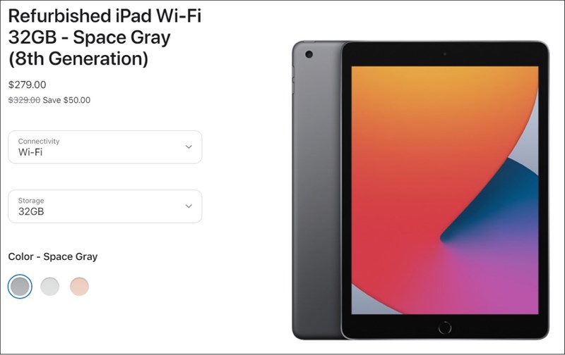 Apple bắt đầu bán iPad thế hệ thứ 8 được tân trang lại với giá khởi điểm là 279 USD Apple bắt đầu bán iPad thế hệ thứ 8 được tân trang lại với giá khởi điểm là 279 USD