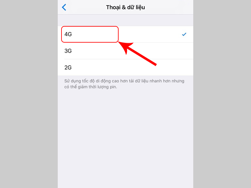 Nếu thấy tùy chọn LTE hay 4G thì điện thoại iPhone 5, 5S có hỗ trợ 4G