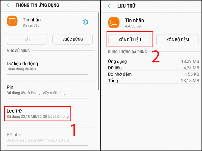 Bạn có thể xóa tất cả dữ liệu của ứng dụng để xử lý lỗi