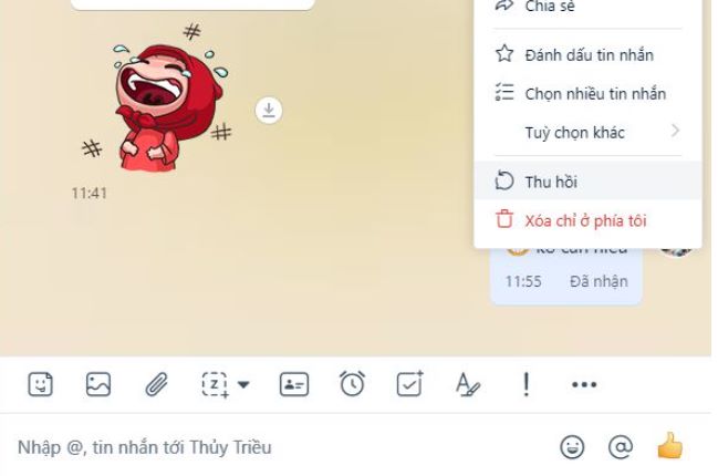 Làm thế nào để xóa và thu hồi tin nhắn trên Zalo 7