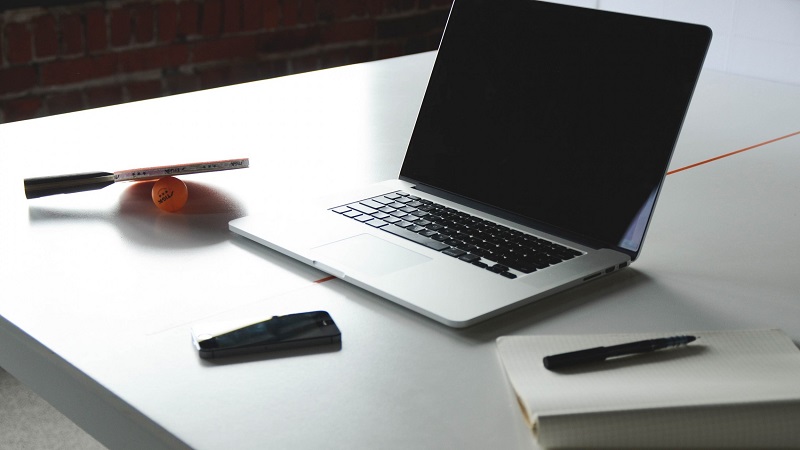 Laptop on desk Laptop on desk