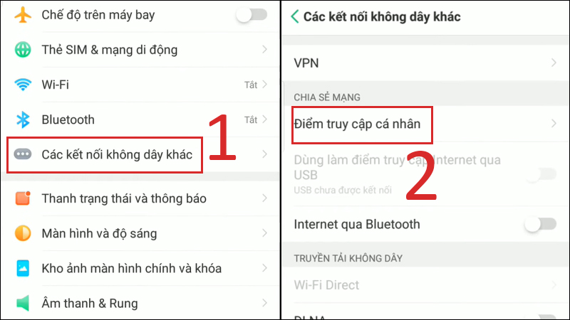 oppo1-800x450-1 Bật 3G/4G trên OPPO và vào Cài đặt, chọn các kết nối không dây khác
