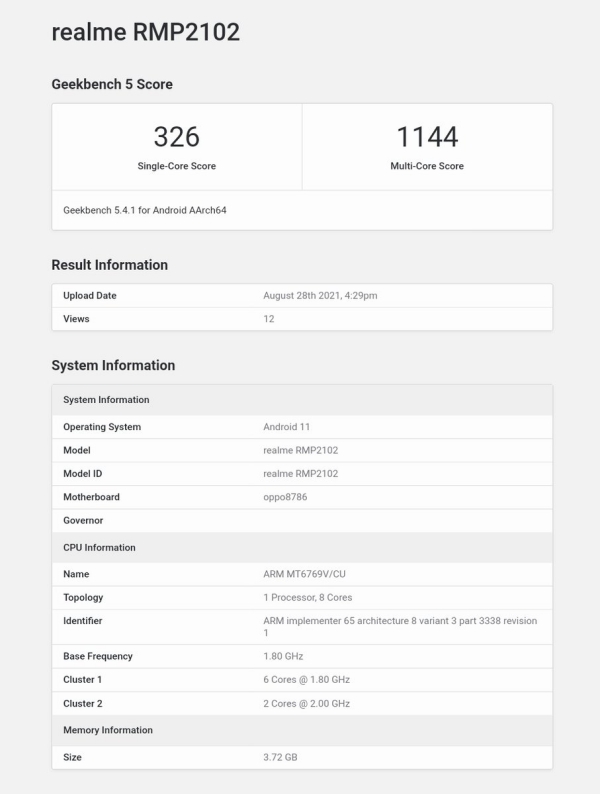 Realme Pad xuất hiện trên Geekbench Realme Pad xuất hiện trên Geekbench