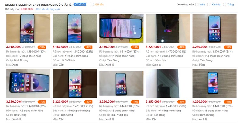 Giá Xiaomi Redmi Note 10 (4GB/64GB) cũ Giá Xiaomi Redmi Note 10 (4GB/64GB) cũ