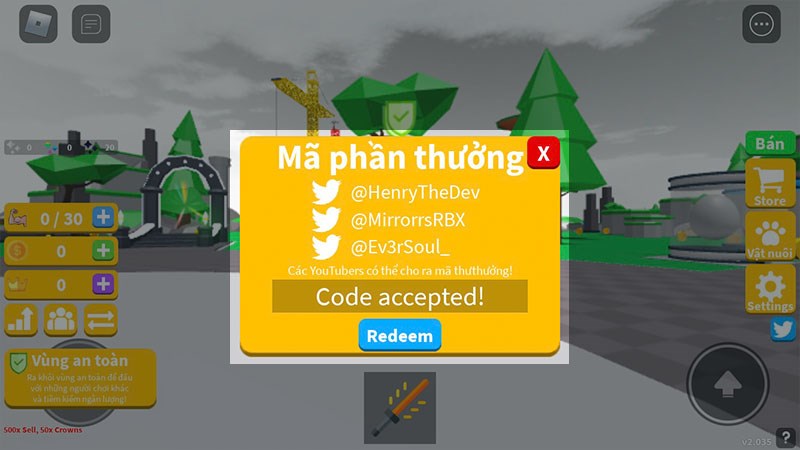 Hệ thống sẽ thông báo mã code được nhập thành công Hệ thống sẽ thông báo mã code được nhập thành công