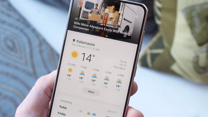 Quảng cáo xuất hiện trong ứng dụng thời tiết Samsung Weather Quảng cáo xuất hiện trong ứng dụng thời tiết Samsung Weather