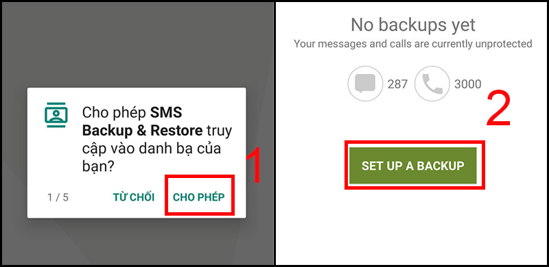 Mở ứng dụng SMS Backup & Restore