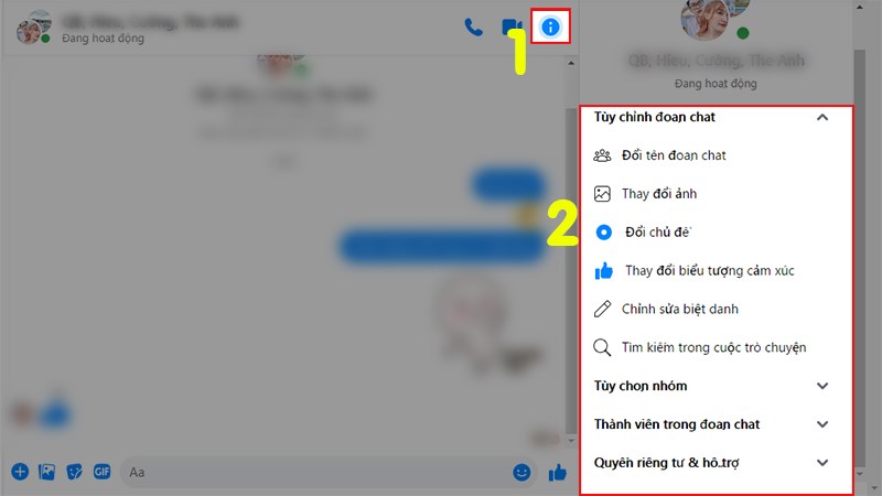 Quản lý nhóm trong giao diện Messenger Quản lý nhóm trong giao diện Messenger