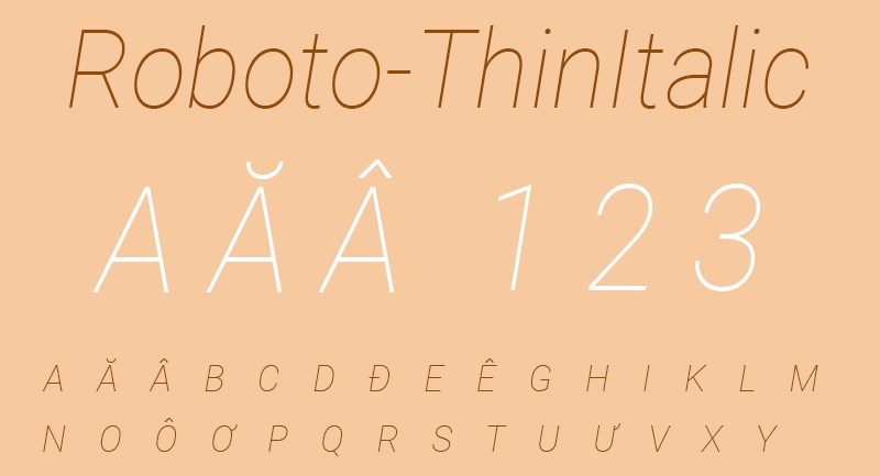 Font Roboto-ThinItalic Font Roboto-ThinItalic