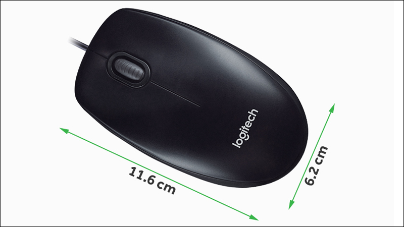 Kích thước chuột Logitech M100r Đen