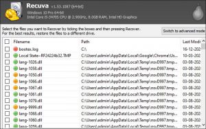 Phần mềm phục hồi dữ liệu Recuva