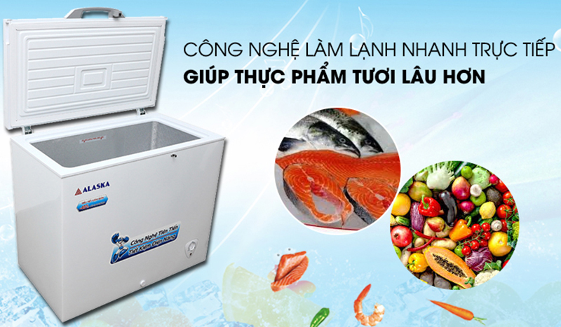 Tủ đông Alaska được trang bị công nghệ làm lạnh nhanh trực tiếp