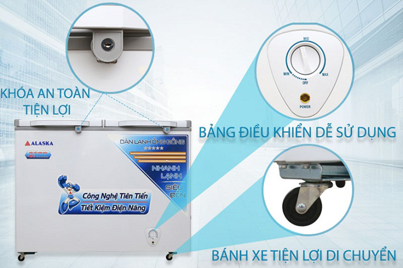 Tủ đông Alaska được tích hợp một số tiện ích nổi bật