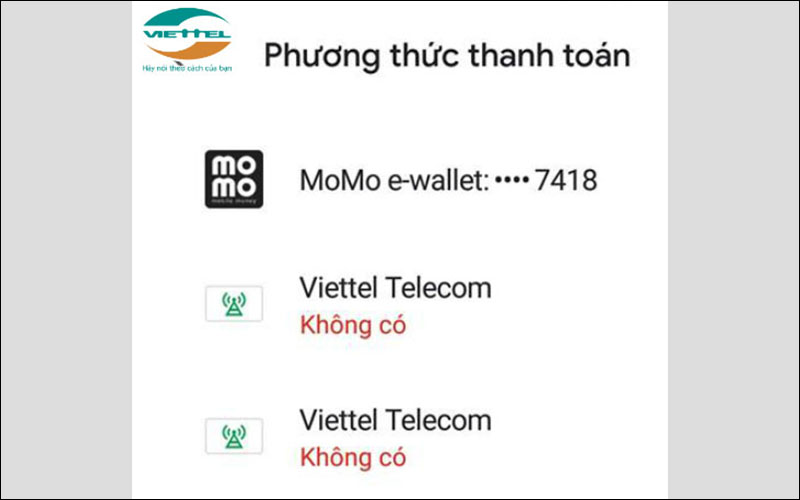 Lỗi phương thức thanh toán của Google Play bằng Viettel không có