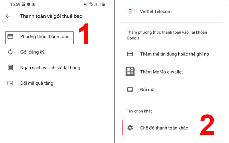 Chọn chế độ thanh toán khác