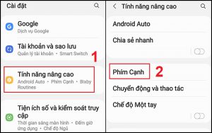 Mở cài đặt Phím cạnh