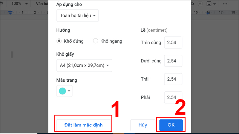 video-cach-doi-mau-nen-google-docs-bang-may-tinh-dien-1-7 Nhấn OK để lưu thiết lập