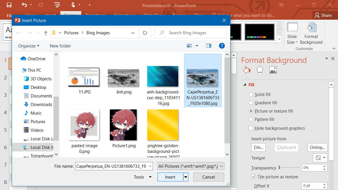 Cách 2 sử dụng với background là ảnh