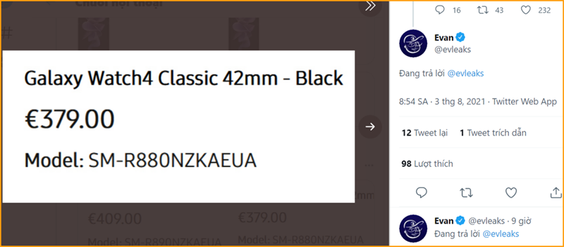 Galaxy Watch 4 Classic 42 mm lộ giá bán mới nhất Galaxy Watch 4 Classic 42 mm lộ giá bán mới nhất