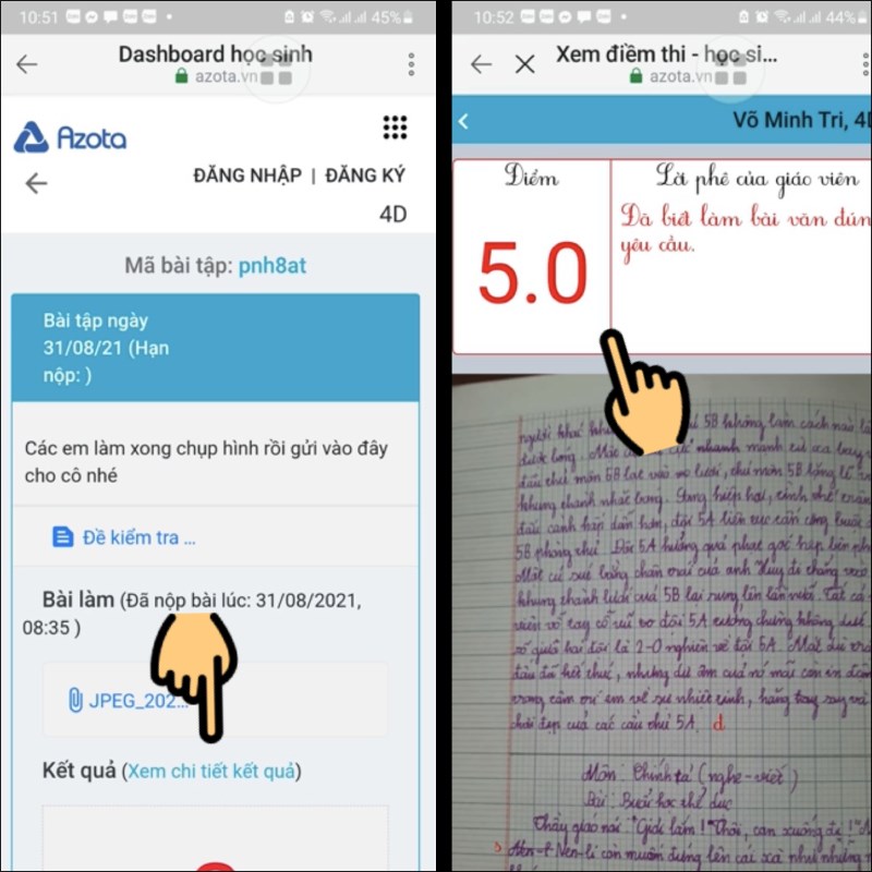 Chọn Xem chi tiết kết quả để xem điểm và nhận xét của thầy cô Chọn Xem chi tiết kết quả để xem điểm và nhận xét của thầy cô
