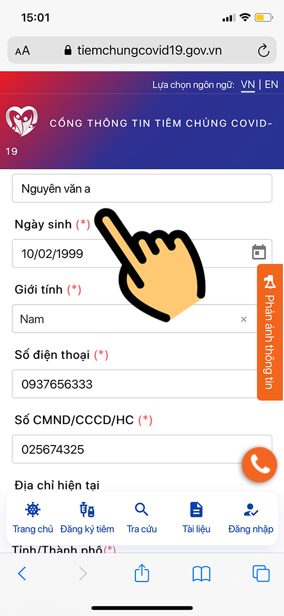 Bạn điền đầy đủ thông tin cá nhân Bạn điền đầy đủ thông tin cá nhân