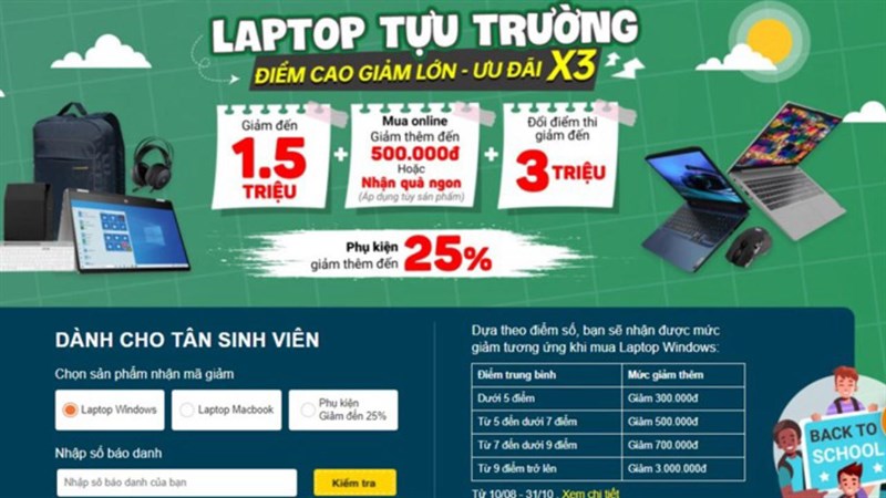 Chương trình laptop Tựu trường Chương trình laptop Tựu trường