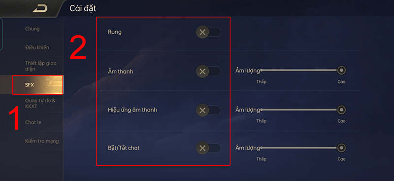 Thiết lập cấu hình phần SFX