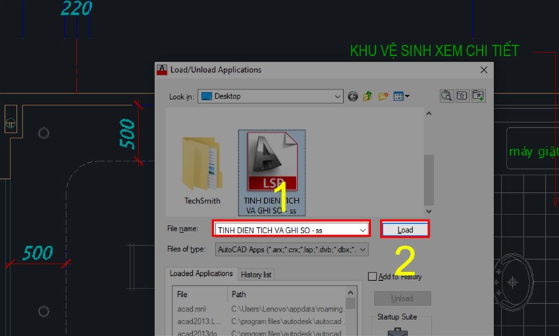 Lệnh tính diện tích trong Autocad bằng lệnh SS (LISP) Lệnh tính diện tích trong Autocad bằng lệnh SS (LISP)
