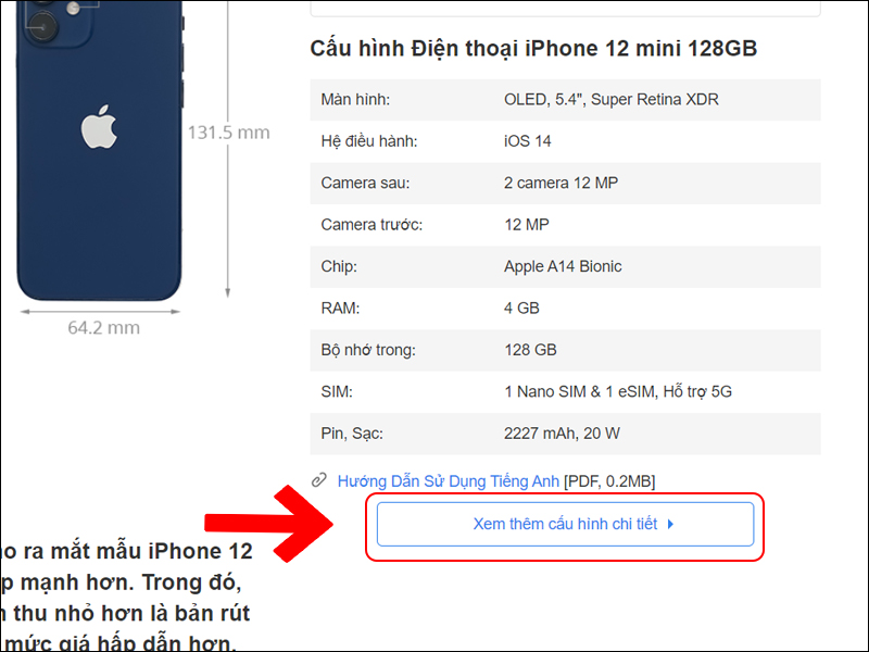 Xem cấu hình chi tiết của điện thoại iPhone 12 mini