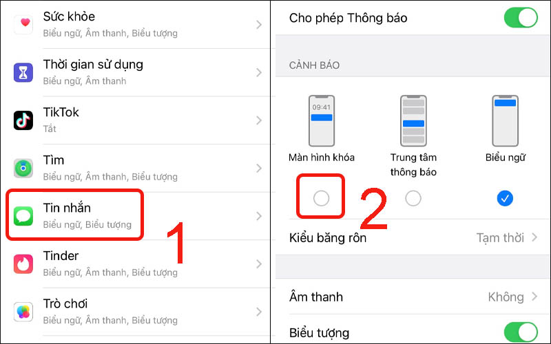 Tắt thông báo tin nhắn trên màn hình khóa