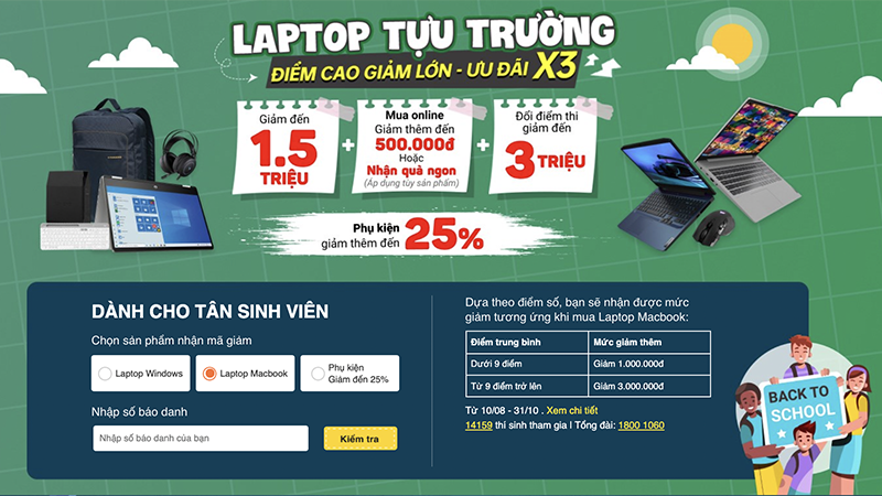 sở hữu vô vàn các ưu đãi dành cho các tân sinh viên