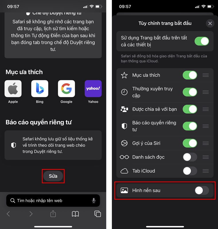 Cách cài hình nền cho Safari trên iOS 15 Cách cài hình nền cho Safari trên iOS 15