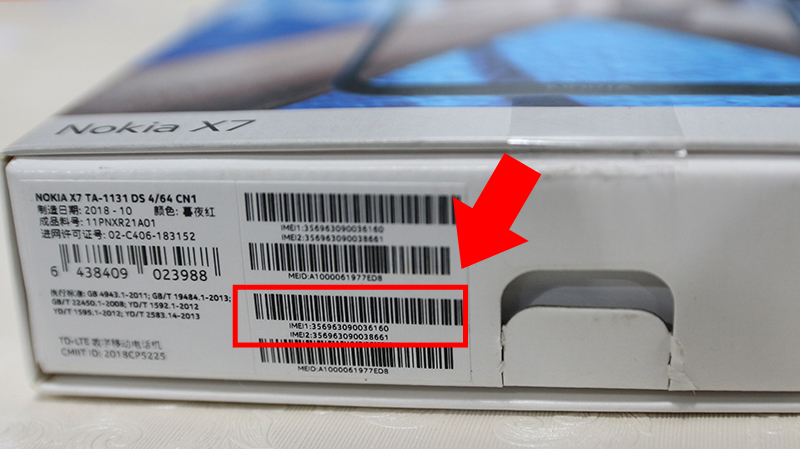 Mã IMEI xuất hiện trên vỏ hộp