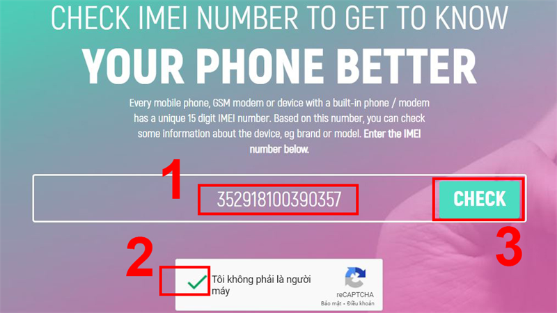 Nhập mã IMEI
