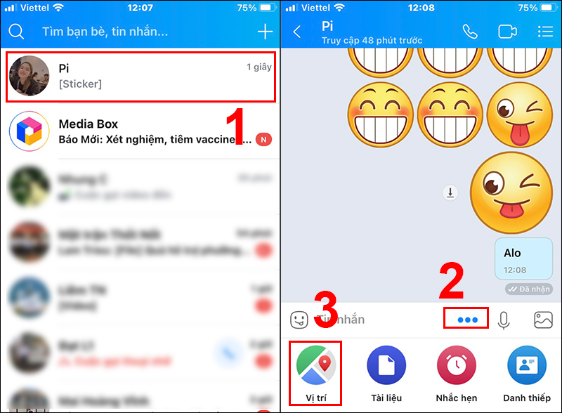 Chọn người bạn muốn chia sẻ vị trí