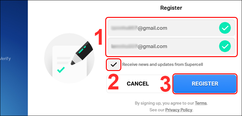 Điền email đăng ký